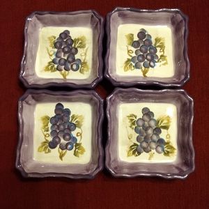 Merlot Grapes Individual Tasting Condiments Dip Teabags Dishes Purple Set of 4